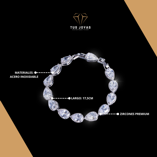 Pulsera GOTA Diamantes Cubicos.💎