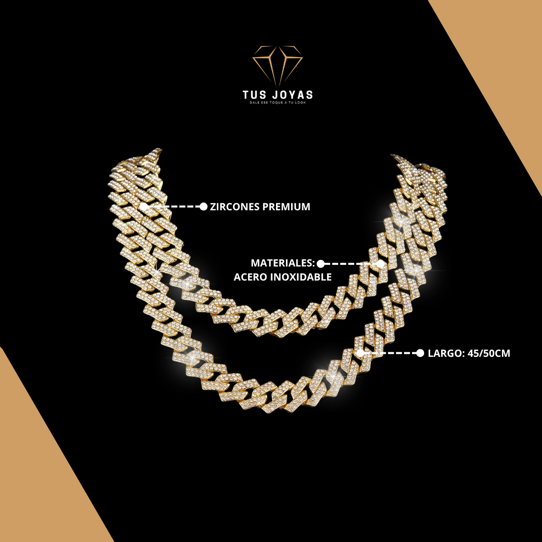 Cadena Cubana ICE GOLD Endiamantada.💎