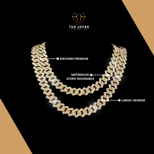 Cadena Cubana ICE GOLD Endiamantada.💎
