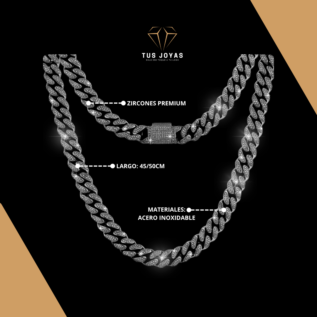 Cadena Cubana BLACK Endiamantada.💎