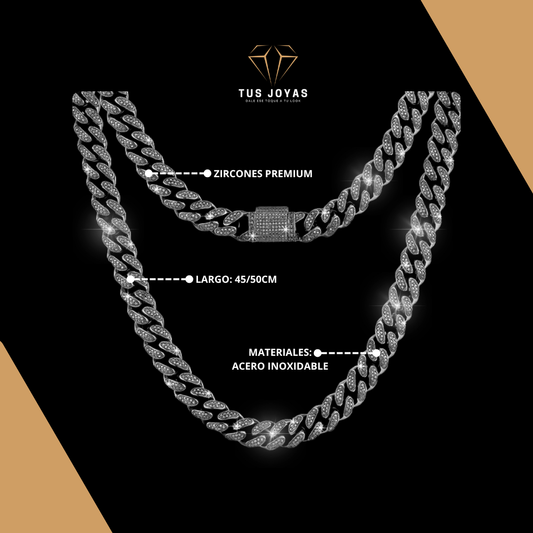 Cadena Cubana BLACK Endiamantada.💎