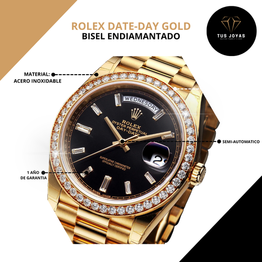 Rolex Date-Day GOLD Bisel Endiamantado 💎⌚️