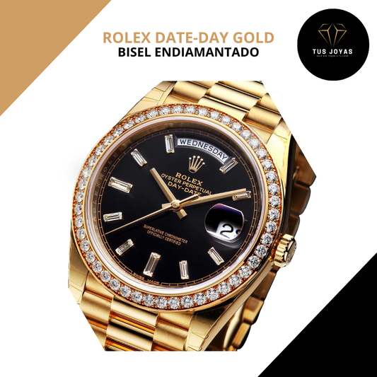 Rolex Date-Day GOLD Bisel Endiamantado 💎⌚️