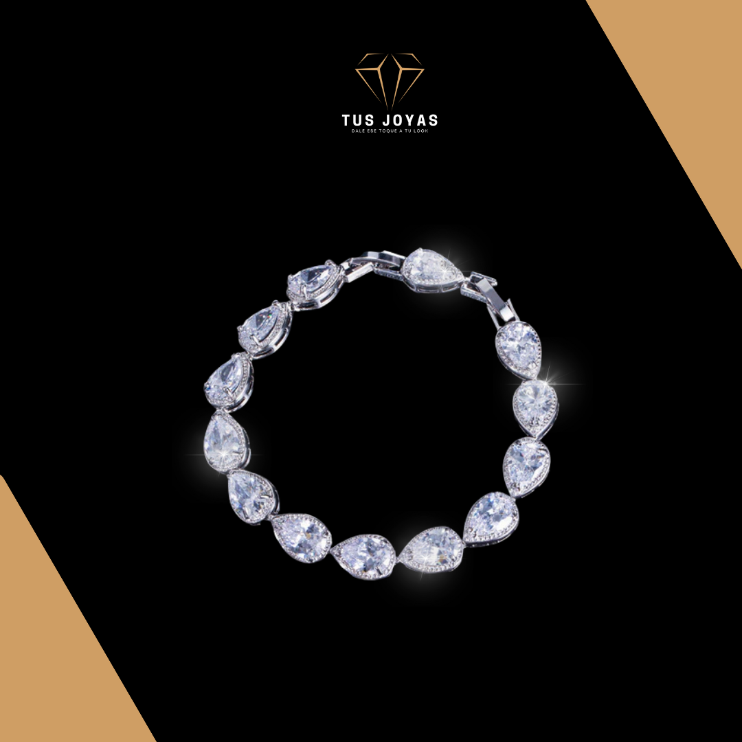 Pulsera GOTA Diamantes Cubicos.💎
