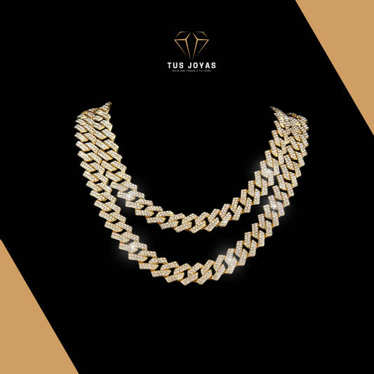Cadena Cubana ICE GOLD Endiamantada.💎